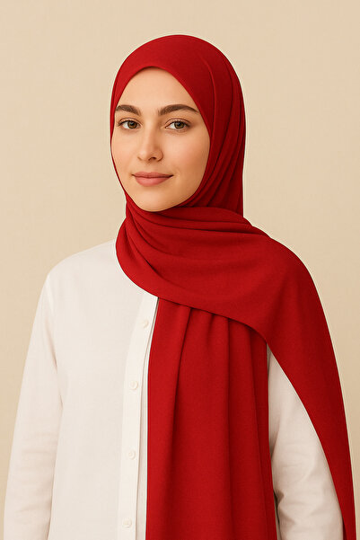 Merve Nayir Modest Clothing Combed Cotton Shawl Jersey Lycra Shawl Hijab Red