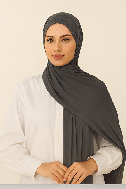 Merve Nayir Modest Clothing Combed Cotton Shawl Jersey Lycra Shawl Hijab Anthracite