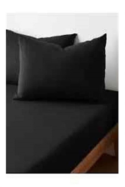 MORE HOME Single Fitted Sheet Set + Pillowcase Black