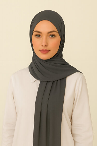 Merve Nayir Modest Clothing Combed Cotton Shawl Jersey Lycra Shawl Hijab Anthracite