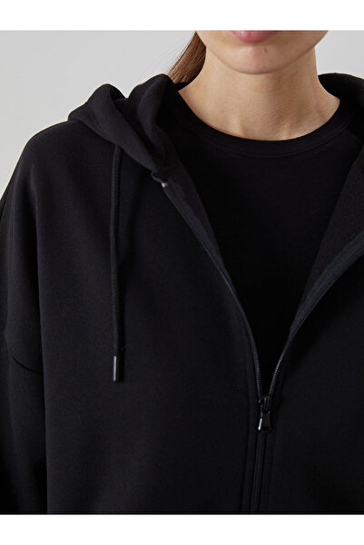 LC Waikiki Kapüşonlu Oversize Kadın Kalın Fermuarlı Sweatshirt