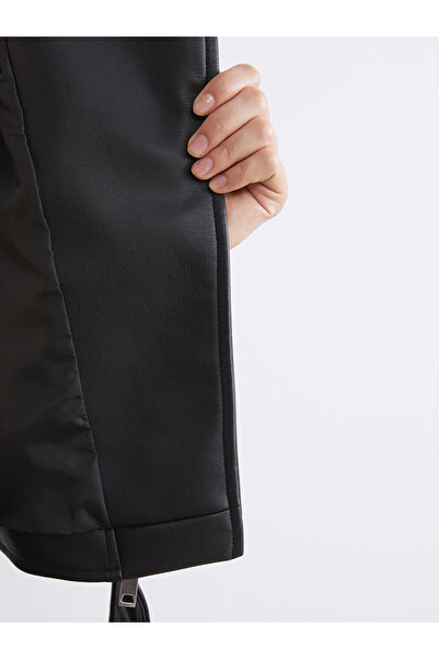 LC Waikiki Biker Yaka Kadın Deri Görünümlü Ceket