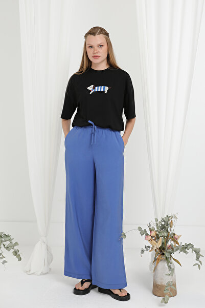 Modamorfo Women's Elastic Waist Tied Loose Pants - 20646Pnt