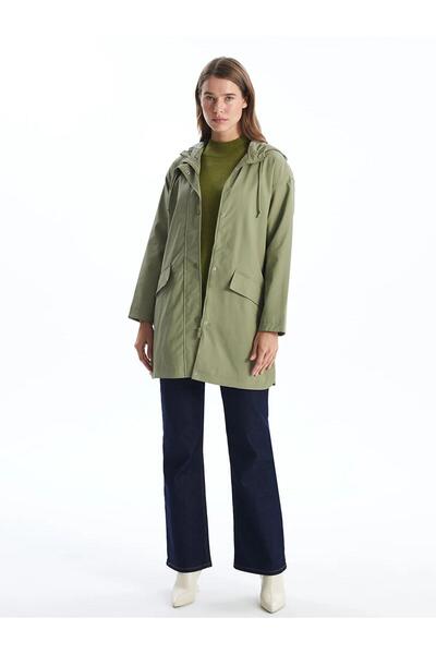 LC Waikiki Women's Hooded Plain Raincoat (W5)