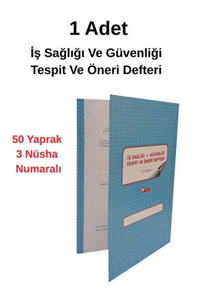 UYSAL Iş Sağlığı Ve Iş Güvenliği Tespit Öneri Defteri 3 Nüsha 50 Yaprak Numaralı (1 Adet)