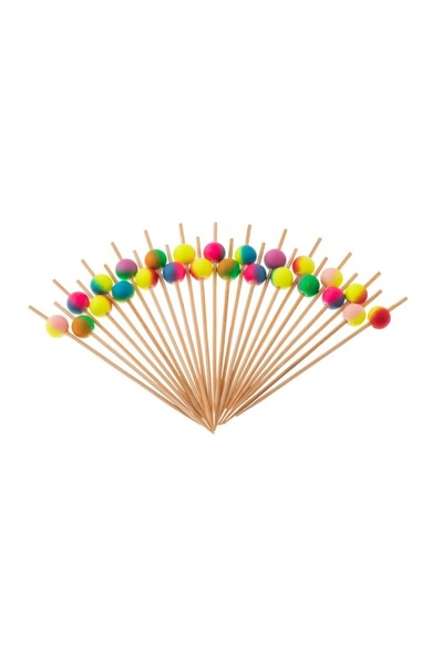 ORIAN Date sticks and wooden jewelry with colored beaded handle, 25 pieces