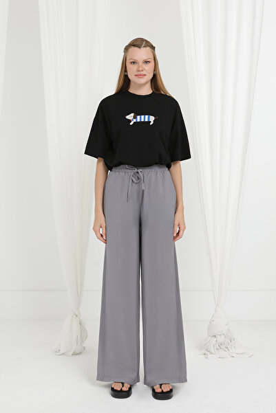 Modamorfo Women's Elastic Waist Tied Loose Pants - 20646Pnt