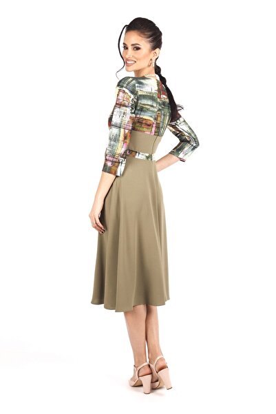 AD Fashion Light khaki cloche dress with bow 84R12i1277 - 38 EU