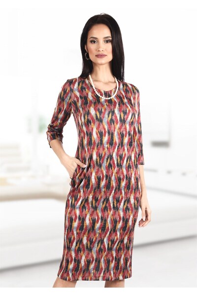AD Fashion Rochie cu buzanare si imprimeu multicolor 25R1206i1206 - 42 EU