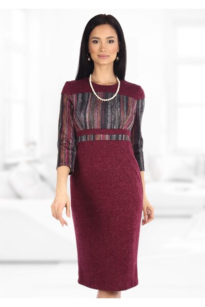 AD Fashion Burgundy tapered dress with inserts 64R1065i55 - 42 EU