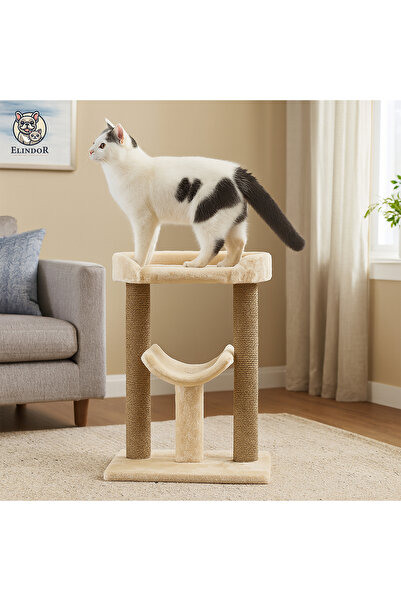 Elindor Set de joacă pentru pisici ®, stâlp de zgâriat din sisal, stâlp de as...