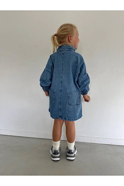 Genel Markalar fermuarlı Kız Çocuk Kot Elbisesi
