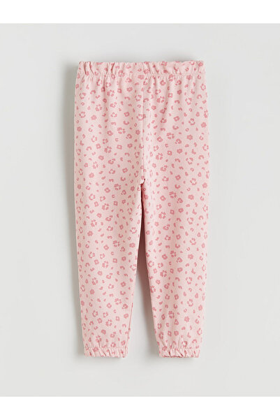 LC Waikiki Pink Patterned Girl's Sweatpants with Elastic Waist