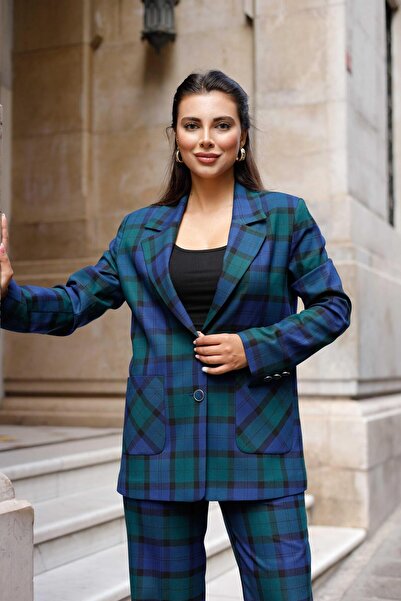 LOVELF Torba Cepli Ekose Poliviskon Takım Lacivert