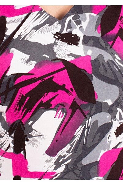 AD Fashion Rochita cu imprimeu abstract roz si gri R111i803 - 42 EU
