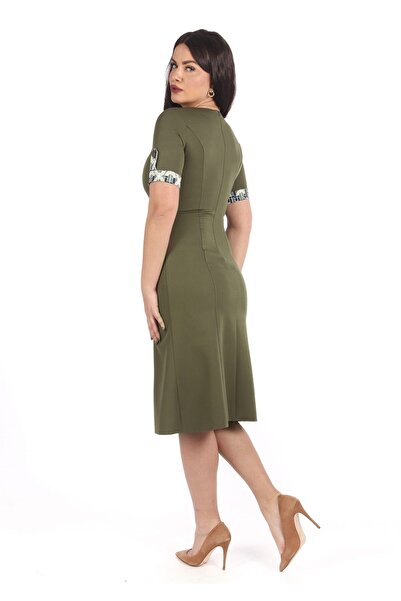 AD Fashion Khaki dress with pleats 91R121i121 - 44 EU