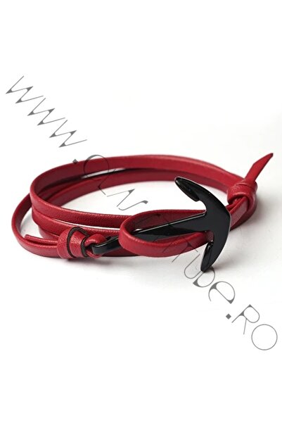 KESNUP Burgundy -Leather Anchor and Cord Bracelet