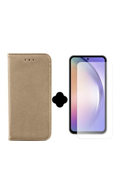 Gtech Protective set for Samsung Galaxy A16, Book Case and Clear Screen Protector, Leather, Gold
