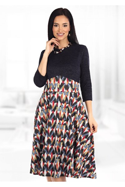 AD Fashion Rochie cu bust bleumarin si fusta clos 82R1061i05 - 42 EU