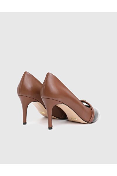 İLVİ Charo Genuine Leather Brown Women's Heeled Shoes