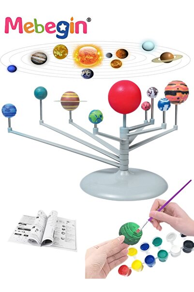 MEBEGIN مجموعة نموذجية مميزة للنظام الشمسي مع صبغة وفرشاة، نموذج كوكبي للنظام...