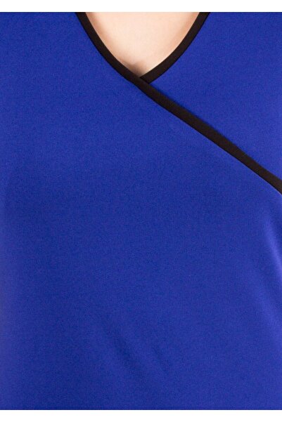 AD Fashion Rochie conica albastra cu linii negre R417i0042 - 40 EU