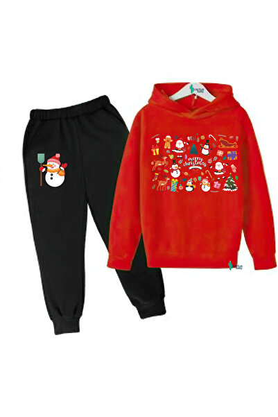 CACTUS COLLECTION Hanorac cu glugă pentru copii Crăciun Anul Nou Imprimat Cadou Set de sus și de jos 3 fire de bumbac