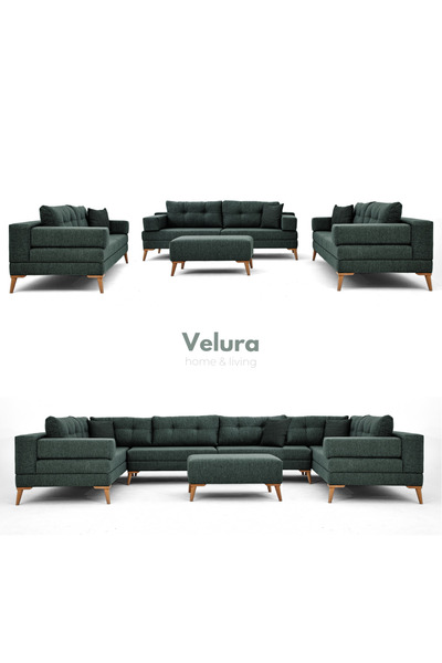 Velura Home & Living Zeri 3+3+3 Yataklı Puzzle Modüler U Köşe Koltuk Takımı &...