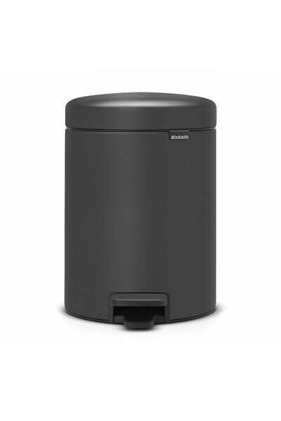 Brabantia NewIcon 1001103 Pedal Bin, 5 l, Soft Close, Anti-Slip Base, Mineral Coating, Dark Grey