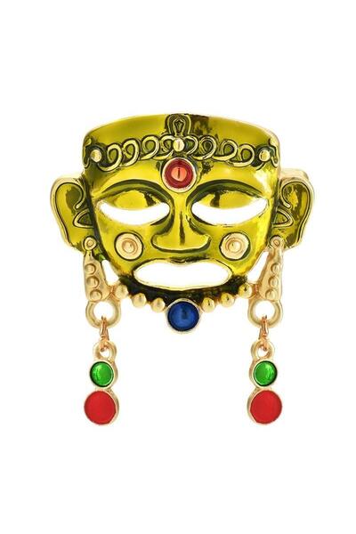 Pursehuit Broșă aurie, în formă de mască tribală, Isidora C2