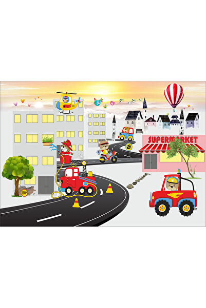 VIODESIGN Fototapet Copii, Apus in Oras, autoadeziv, multicolor,120x200 cm