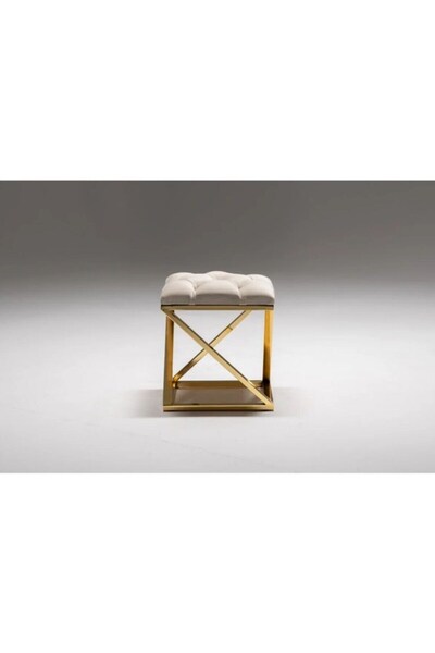 asaella mobilya Goldline Dekoratif Oturak Sehpa Ahşap Metal Oturak