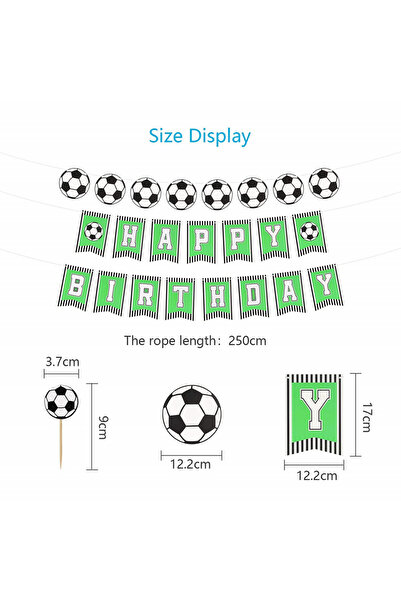 CHALA birthday set, football model, cardboard, green/black/white, 15 pieces