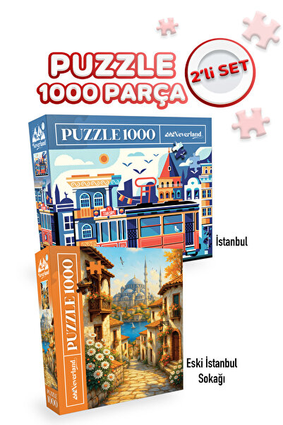 Neverland 2 Pcs 1000 Piece Puzzle- Old Istanbul Street and Istanbul