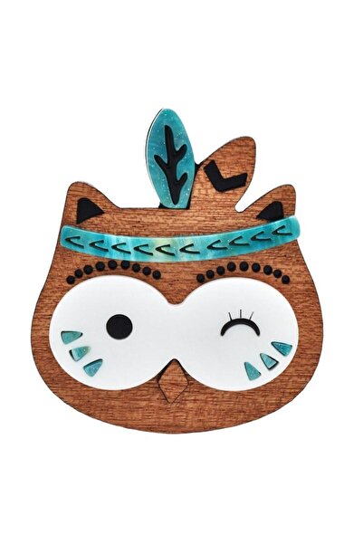 Pursehuit Broșă maro, formă de bufniță, Sarika C1