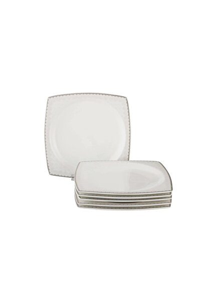 ORIAN طقم مكون من 6 قطع مربعة مزخرفة بالبورسلين للحلويات والفواكه وأطباق الإفطار