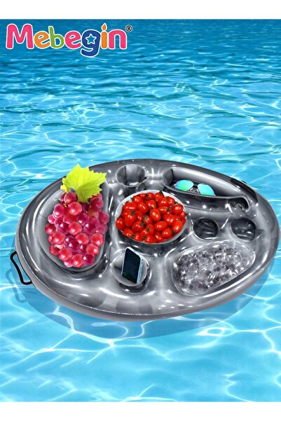 MEBEGIN حامل مشروبات قابل للنفخ 70*50 سم، عوامات مشروبات دائرية متعددة الوظائف لحمام السباحة، عوامات مشروبات حمام السباحة