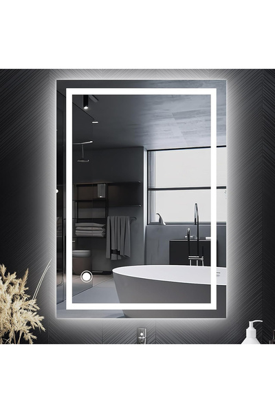 Elindor Oglindă dreptunghiulară de perete, verticală sau orizontală, rezistență la umiditate IP55, 50 x 70 cm