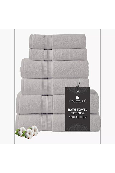Generic DONETELLA 6-Piece 600 GSM Combed Cotton Bath Towel Set