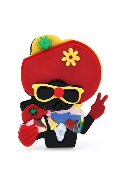 Pursehuit Многоцветна брошка, форма на мексикански мариачи, Leyla C1