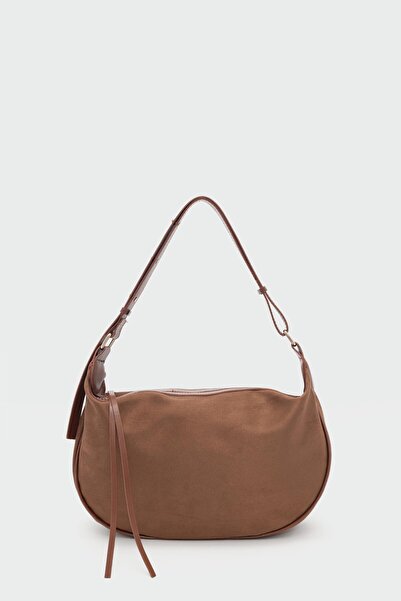 Shule Bags Poppin Süet Omuz Çantası Taba