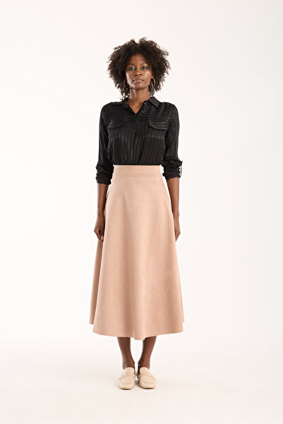 TheyYou Γυναικεία Φούστα Hijab Suede Flared Maxi