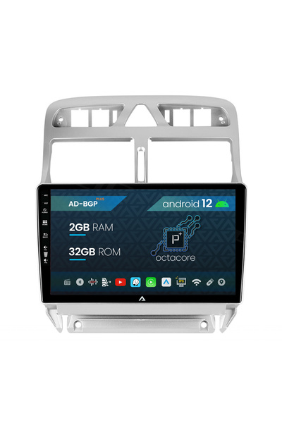 AutoDrop Navigatie Peugeot 307, Android 12, P-Octacore / 2GB RAM + 32GB ROM, ...