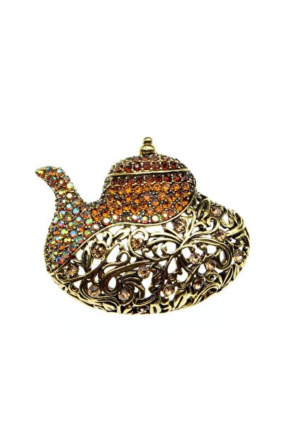 Pursehuit Χρυσή καρφίτσα, σε σχήμα μαγικού λυχναριού του Αλαντίν, με πέτρες, ...