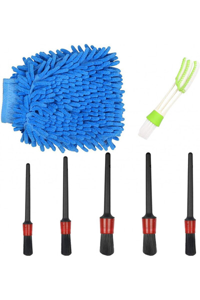 LOPOTIN Set de 7 perii de curățare auto, multicolore