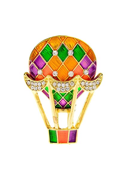 Pursehuit Broșă aurie, formă de balon, cu pietre, Mascha C1