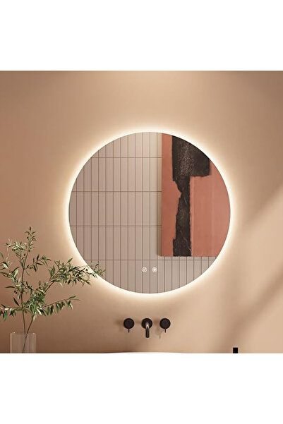 Elindor Oglindă rotundă de perete, fără ramă, decorativă, anti-aburire, 3 tem...