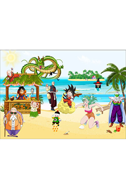 VIODESIGN Fototapet Copii, Dragon Ball la plaja, autoadeziv, multicolor,80x12...