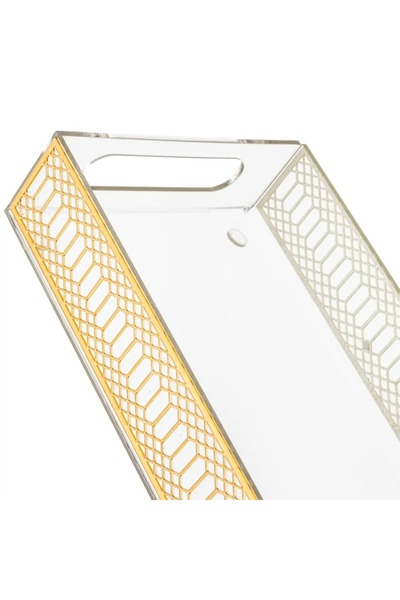 ORIAN 3-piece gold rectangular acrylic tray set
