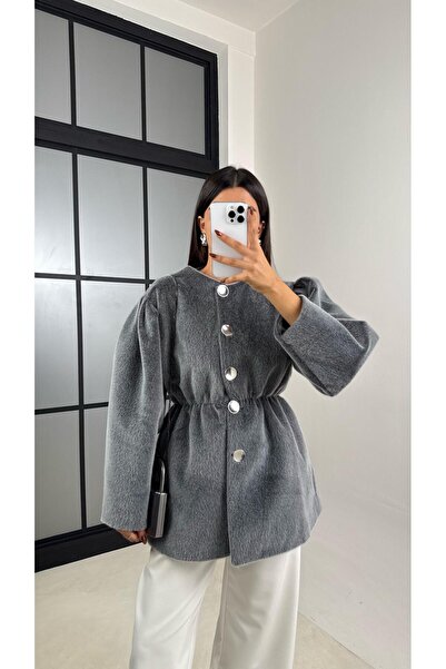 Gaus Gri Beli Lastikli Düğmeli Kürk Ceket GAUS-00182